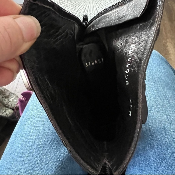 Stuart Weitzman Croc Embossed Patent Leather Boots Size 9.5 - Picture 6 of 10